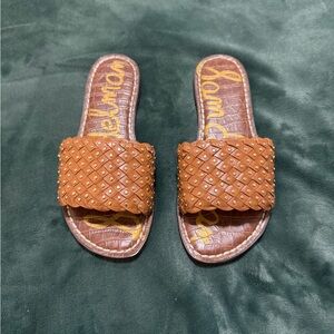 Sam Edelman Tan Woven Slide Sandals